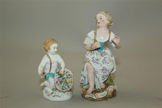 Two Meissen figures, late 19th and early 20th century, 9cm